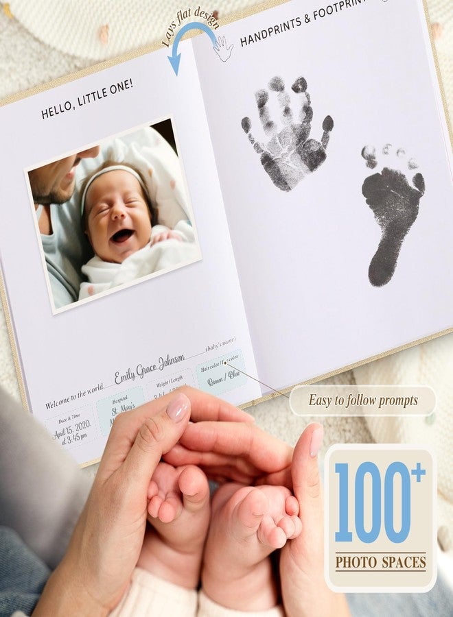 Lanpn Baby Memory Book for Boy Girl - The Story of You, Newborn Babys Keepsake Book Photo Album for New Parents, Linen Cover Baby First 5 Year Milestone Journal Scrapbook (Blue, 154 Pages) - Image 4